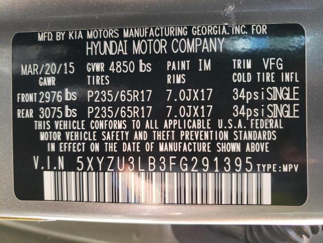 Photo 9 VIN: 5XYZU3LB3FG291395 - HYUNDAI SANTA FE S 