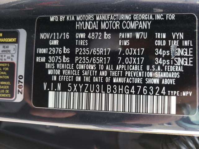 Photo 9 VIN: 5XYZU3LB3HG476324 - HYUNDAI SANTA-FE 