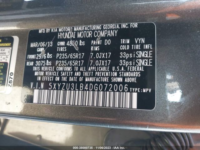 Photo 8 VIN: 5XYZU3LB4DG072006 - HYUNDAI SANTA FE SPORT 