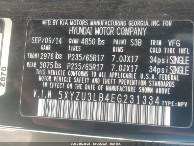 Photo 8 VIN: 5XYZU3LB4EG231334 - HYUNDAI SANTA FE SPORT 