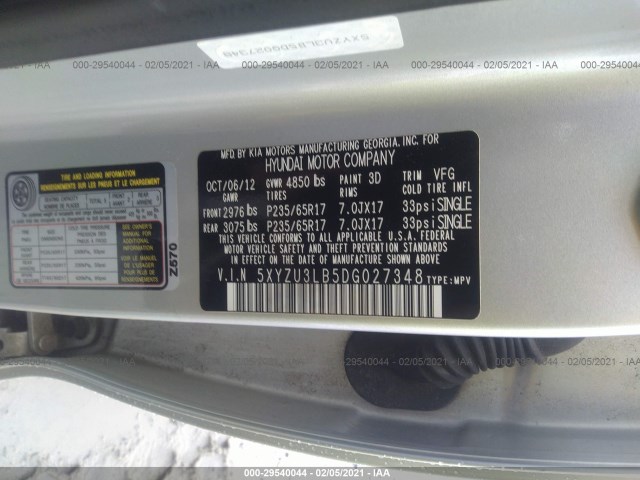 Photo 8 VIN: 5XYZU3LB5DG027348 - HYUNDAI SANTA FE 