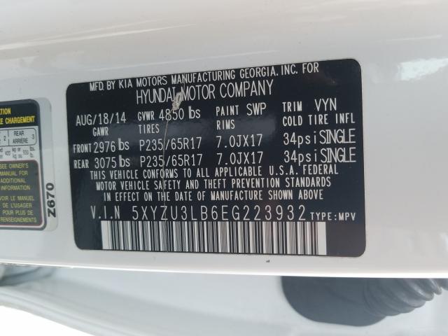 Photo 9 VIN: 5XYZU3LB6EG223932 - HYUNDAI SANTA FE 