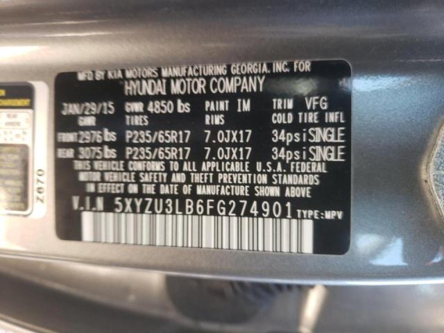 Photo 9 VIN: 5XYZU3LB6FG274901 - HYUNDAI SANTA FE S 