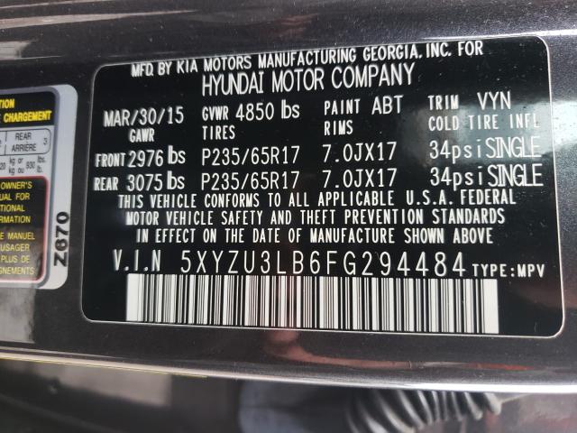 Photo 9 VIN: 5XYZU3LB6FG294484 - HYUNDAI SANTA FE S 