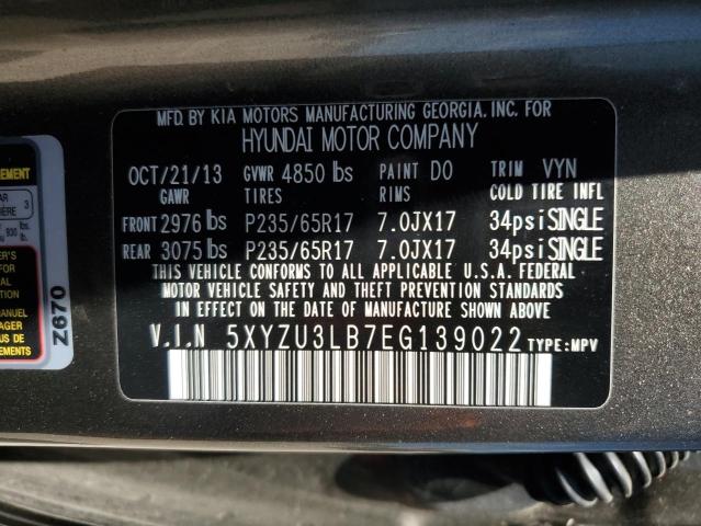 Photo 13 VIN: 5XYZU3LB7EG139022 - HYUNDAI SANTA FE S 