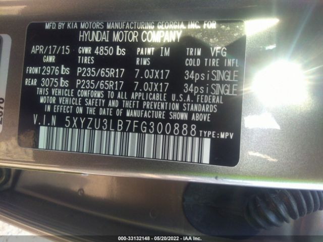 Photo 8 VIN: 5XYZU3LB7FG300888 - HYUNDAI SANTA FE SPORT 