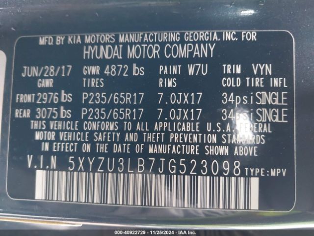 Photo 8 VIN: 5XYZU3LB7JG523098 - HYUNDAI SANTA FE SPORT 