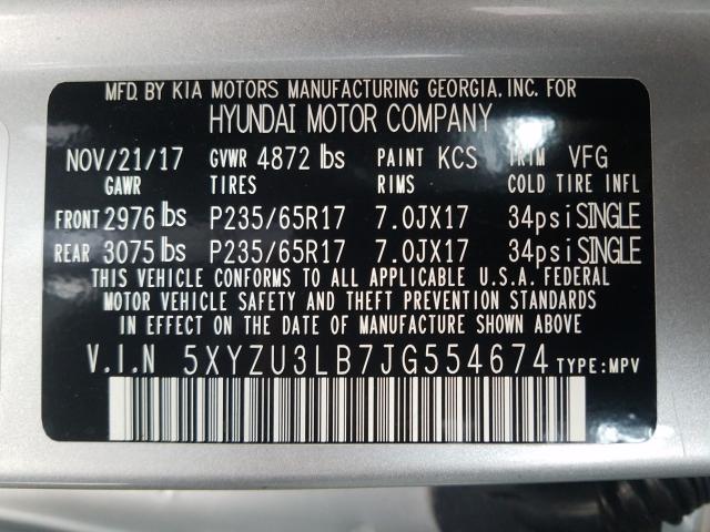 Photo 9 VIN: 5XYZU3LB7JG554674 - HYUNDAI SANTA FE S 