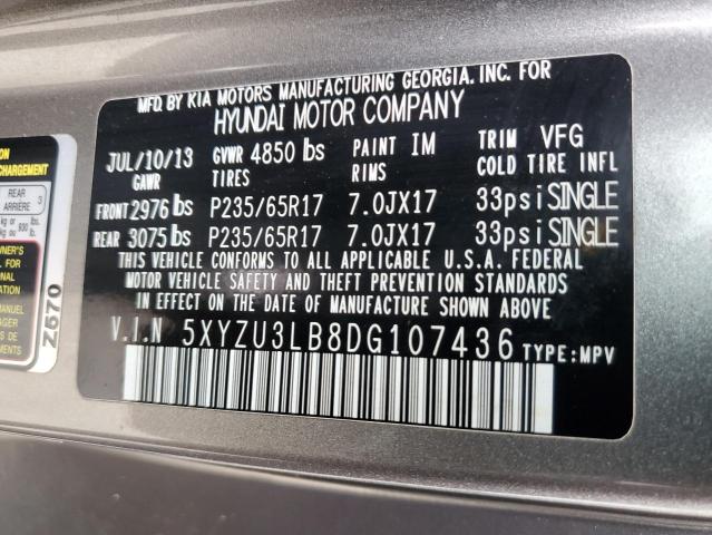 Photo 12 VIN: 5XYZU3LB8DG107436 - HYUNDAI SANTA FE S 