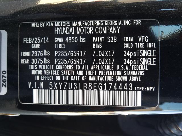 Photo 9 VIN: 5XYZU3LB8EG174443 - HYUNDAI SANTA FE S 