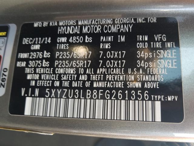 Photo 9 VIN: 5XYZU3LB8FG261356 - HYUNDAI SANTA FE S 