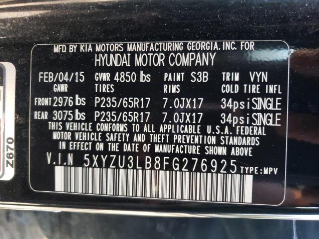 Photo 12 VIN: 5XYZU3LB8FG276925 - HYUNDAI SANTA FE S 