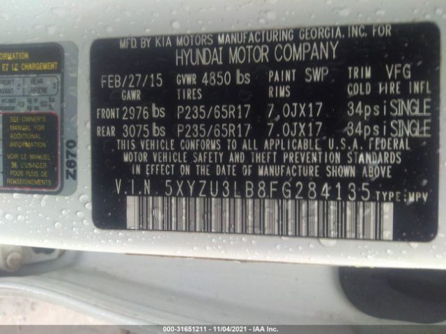 Photo 8 VIN: 5XYZU3LB8FG284135 - HYUNDAI SANTA FE SPORT 