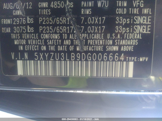 Photo 8 VIN: 5XYZU3LB9DG006664 - HYUNDAI SANTA FE 