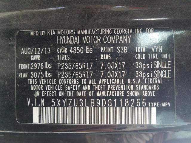 Photo 9 VIN: 5XYZU3LB9DG118266 - HYUNDAI SANTA FE S 