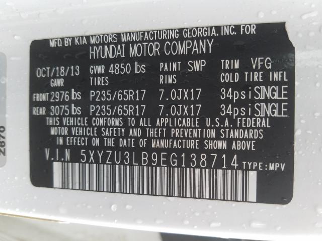 Photo 9 VIN: 5XYZU3LB9EG138714 - HYUNDAI SANTA-FE 