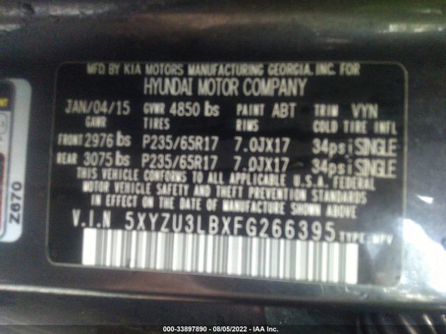 Photo 8 VIN: 5XYZU3LBXFG266395 - HYUNDAI SANTA FE SPORT 