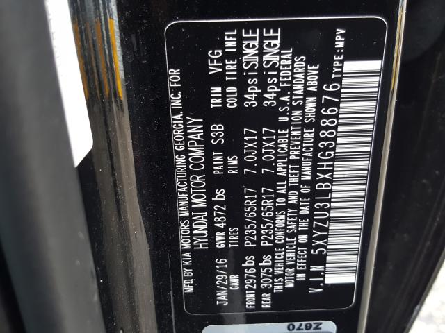 Photo 9 VIN: 5XYZU3LBXHG388676 - HYUNDAI SANTA FE S 