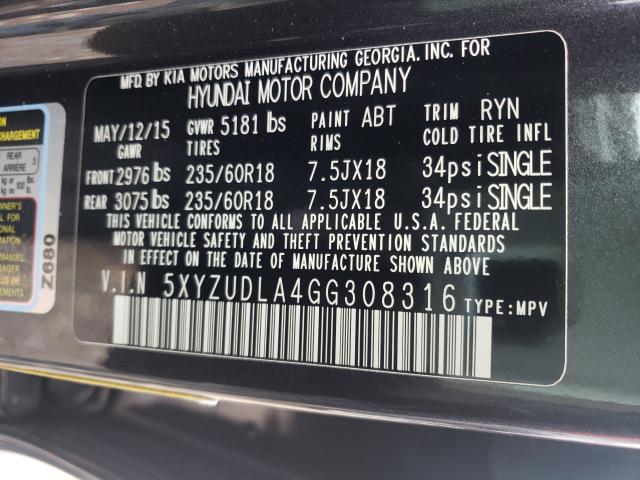 Photo 9 VIN: 5XYZUDLA4GG308316 - HYUNDAI SANTA FE S 