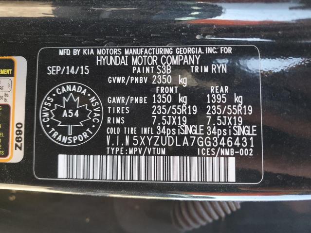 Photo 12 VIN: 5XYZUDLA7GG346431 - HYUNDAI SANTA FE 