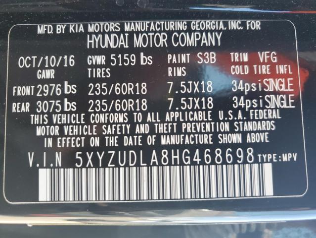 Photo 9 VIN: 5XYZUDLA8HG468698 - HYUNDAI SANTA FE S 