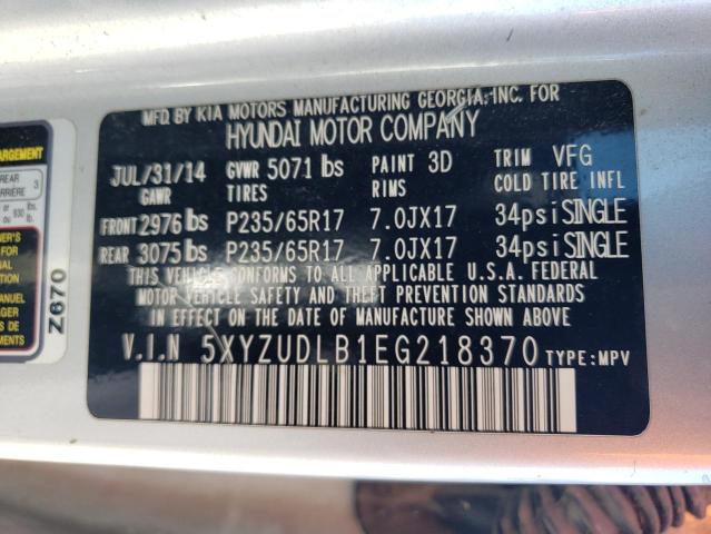 Photo 12 VIN: 5XYZUDLB1EG218370 - HYUNDAI SANTA FE S 