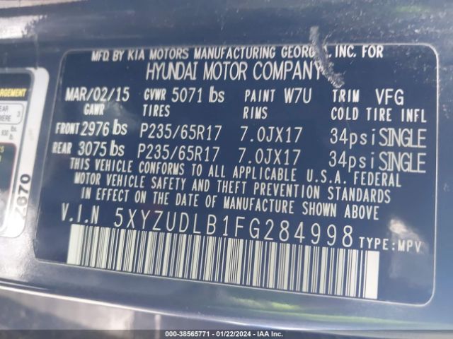 Photo 8 VIN: 5XYZUDLB1FG284998 - HYUNDAI SANTA FE SPORT 