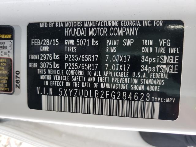 Photo 9 VIN: 5XYZUDLB2FG284623 - HYUNDAI SANTA FE S 