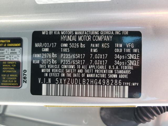 Photo 9 VIN: 5XYZUDLB2HG498286 - HYUNDAI SANTA FE S 