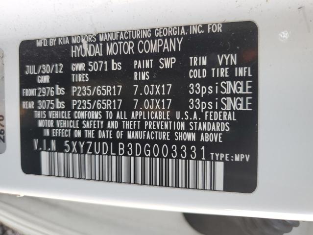 Photo 13 VIN: 5XYZUDLB3DG003331 - HYUNDAI SANTA FE S 