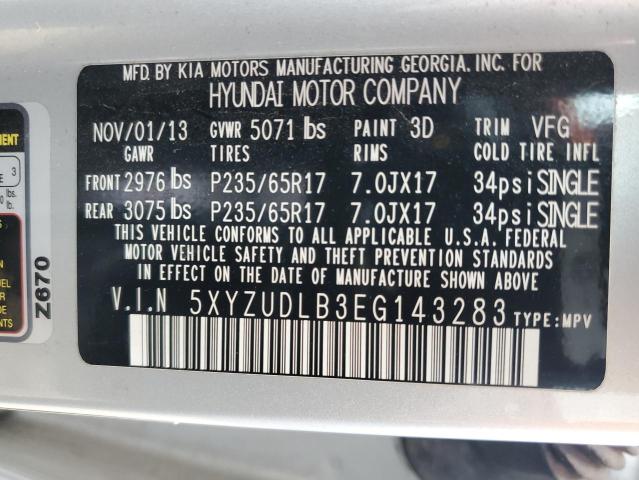 Photo 12 VIN: 5XYZUDLB3EG143283 - HYUNDAI SANTA FE S 