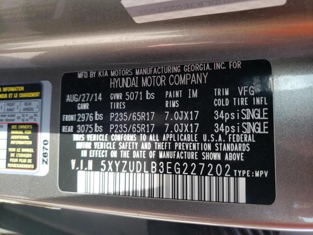 Photo 9 VIN: 5XYZUDLB3EG227202 - HYUNDAI SANTA FE S 