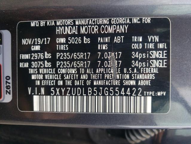 Photo 12 VIN: 5XYZUDLB5JG554422 - HYUNDAI SANTA FE 