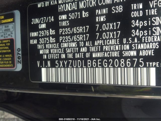 Photo 8 VIN: 5XYZUDLB6EG208675 - HYUNDAI SANTA FE SPORT 