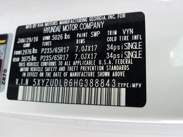 Photo 9 VIN: 5XYZUDLB6HG388843 - HYUNDAI SANTA FE S 