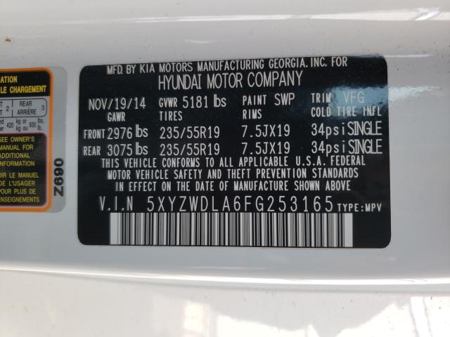 Photo 9 VIN: 5XYZWDLA6FG253165 - HYUNDAI SANTA FE S 