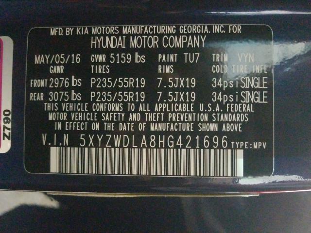 Photo 9 VIN: 5XYZWDLA8HG421696 - HYUNDAI SANTA FE S 