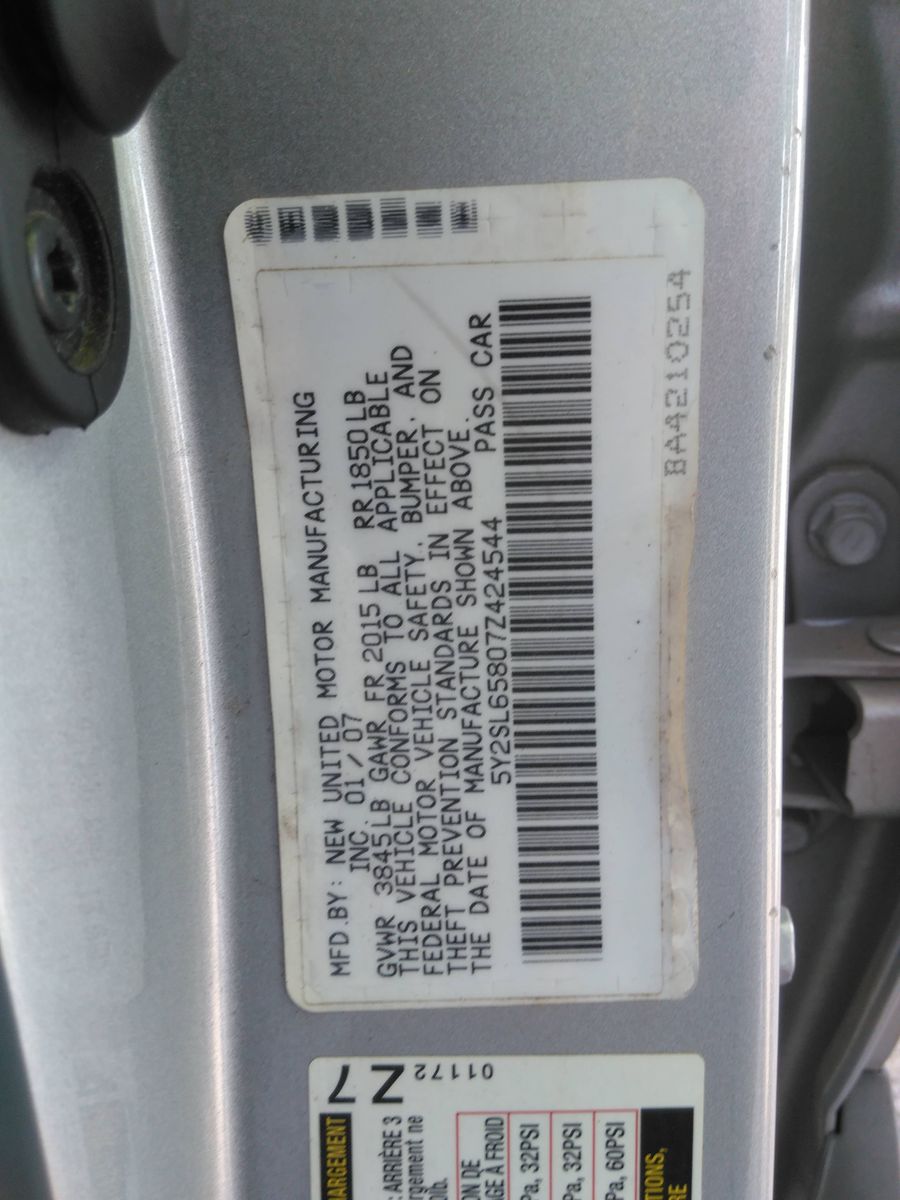 Photo 5 VIN: 5Y2SL65807Z424544 - PONTIAC VIBE 