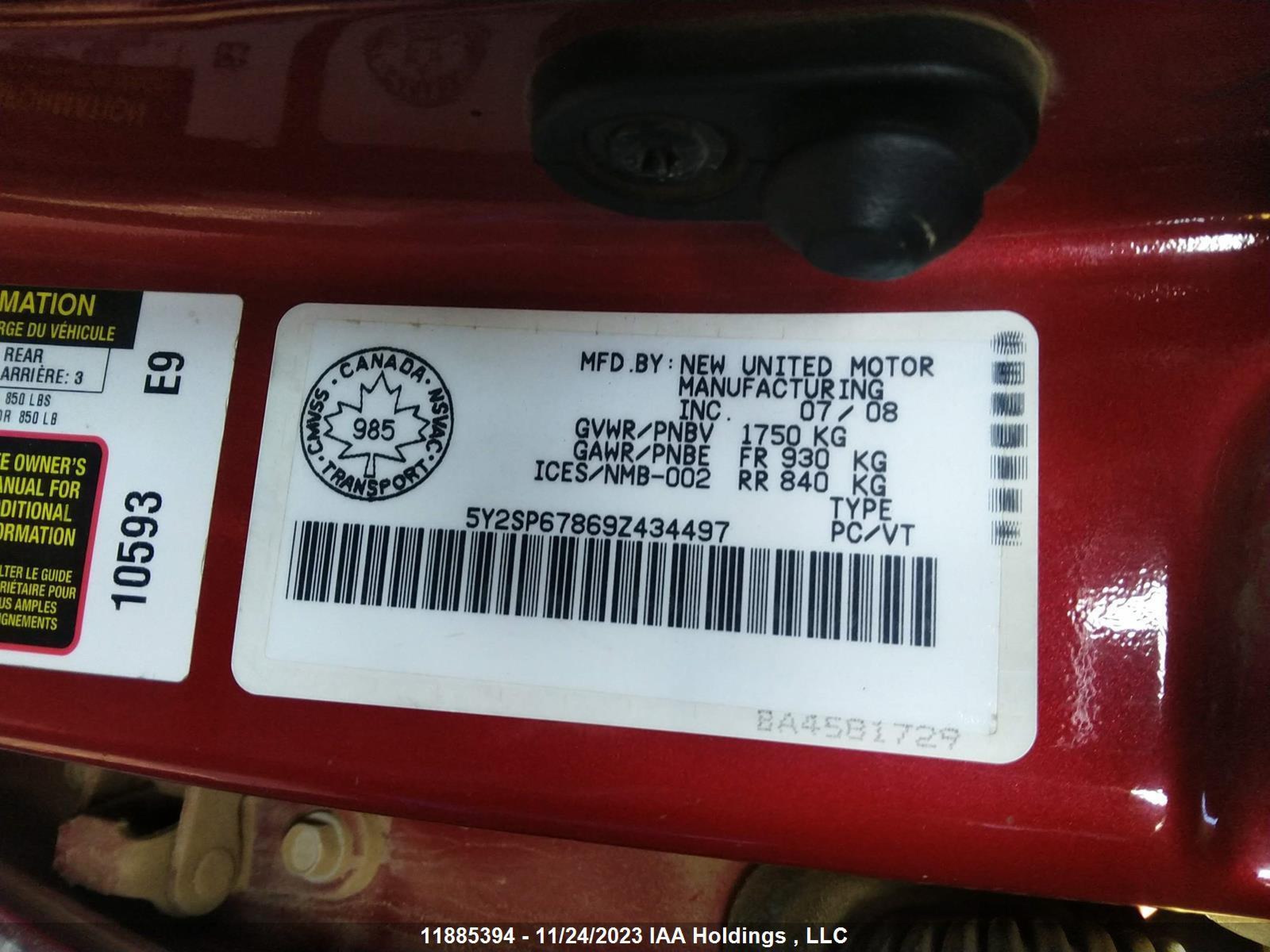 Photo 8 VIN: 5Y2SP67869Z434497 - PONTIAC VIBE 