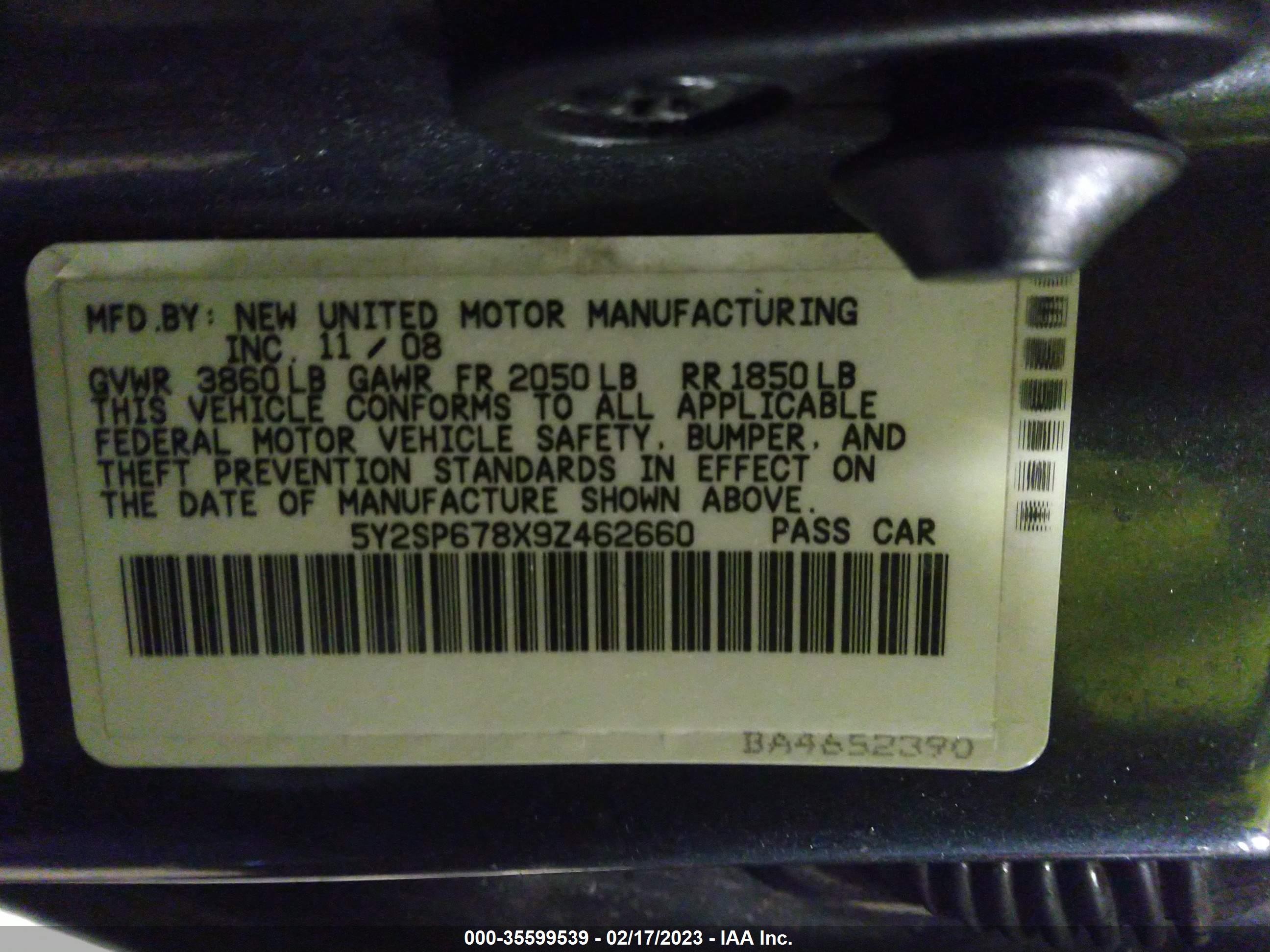 Photo 8 VIN: 5Y2SP678X9Z462660 - PONTIAC VIBE 