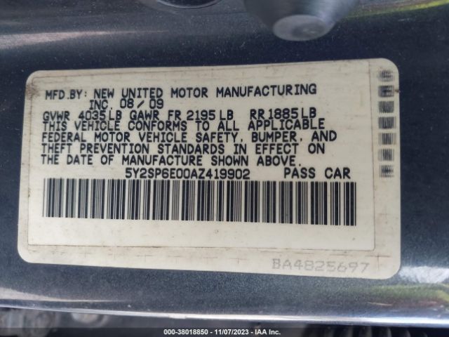 Photo 8 VIN: 5Y2SP6E00AZ419902 - PONTIAC VIBE 