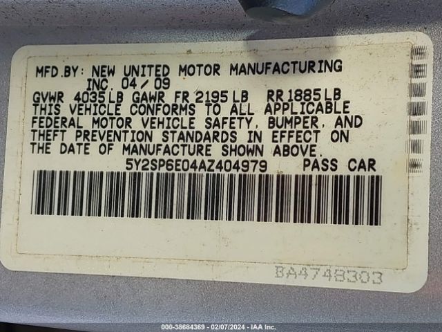 Photo 8 VIN: 5Y2SP6E04AZ404979 - PONTIAC VIBE 