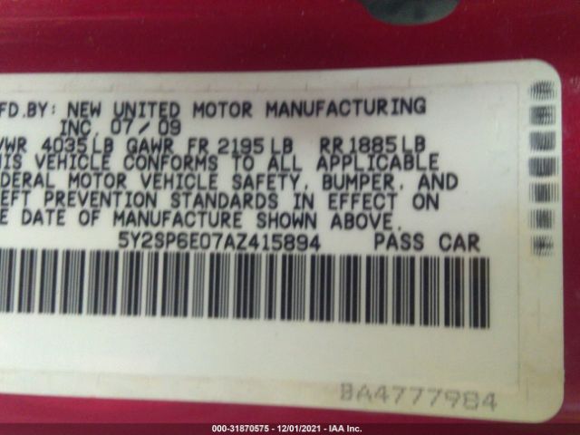 Photo 8 VIN: 5Y2SP6E07AZ415894 - PONTIAC VIBE 