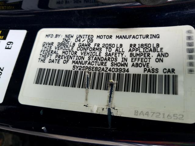 Photo 9 VIN: 5Y2SP6E82AZ403934 - PONTIAC VIBE 