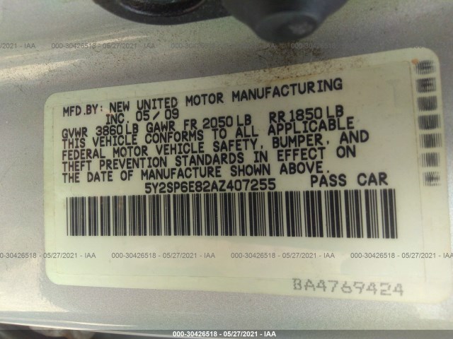 Photo 8 VIN: 5Y2SP6E82AZ407255 - PONTIAC VIBE 