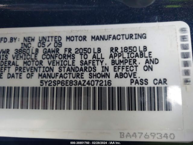 Photo 8 VIN: 5Y2SP6E83AZ407216 - PONTIAC VIBE 