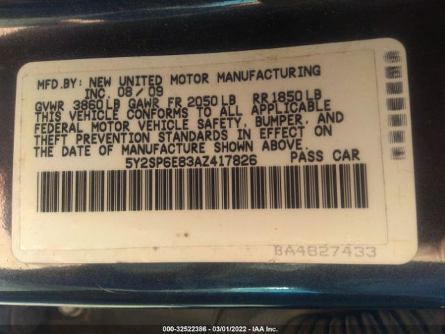 Photo 8 VIN: 5Y2SP6E83AZ417826 - PONTIAC VIBE 