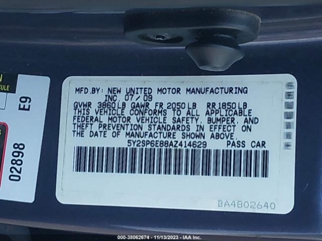 Photo 8 VIN: 5Y2SP6E88AZ414629 - PONTIAC VIBE 