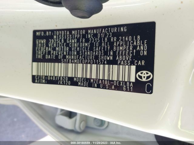 Photo 8 VIN: 5YFB4MDE0PP011574 - TOYOTA COROLLA 