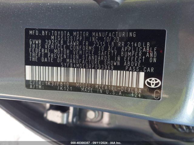 Photo 8 VIN: 5YFB4MDE0RP093969 - TOYOTA COROLLA 